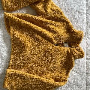 Mustard yellow Sherpa crop half zip